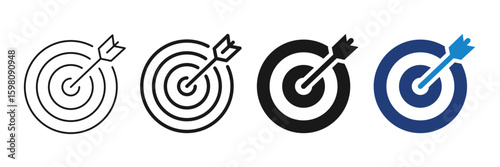 Target and Goal Icons Set with Editable Stroke. Vector