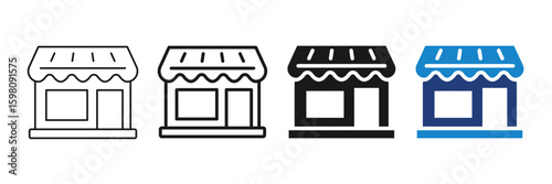 Storefront Icons – Editable Stroke. Vector Shop. Symbol