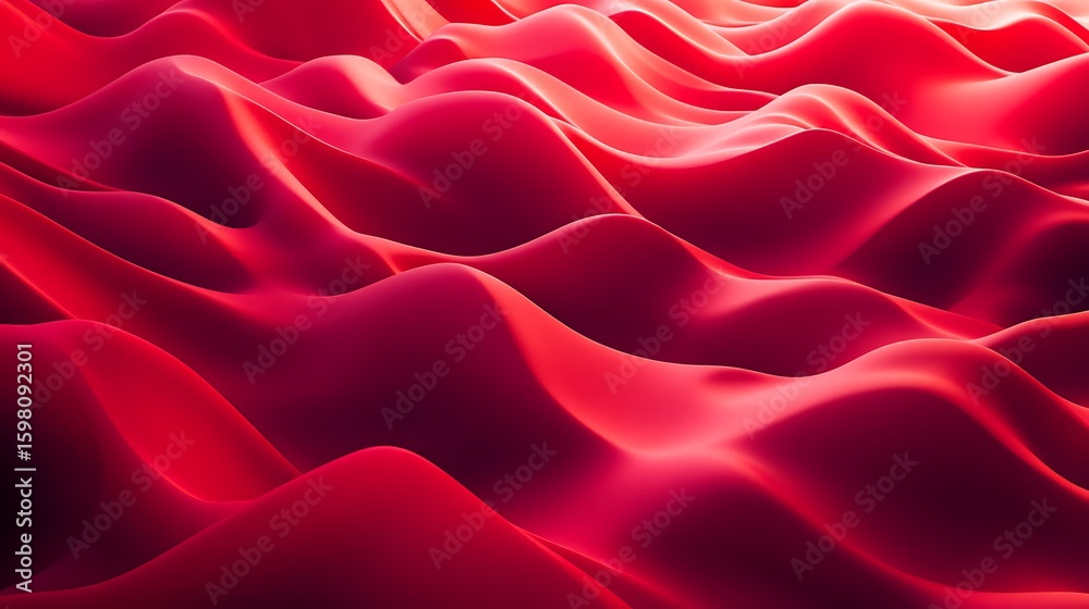 Obraz premium Abstract Red Surface Waving with Light and Shadow Dynamic Visual