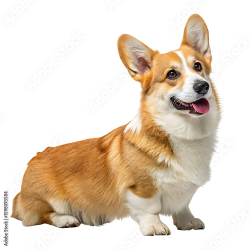 Adorable Pembroke Welsh Corgi Looking Up isolated on a transparent background canine