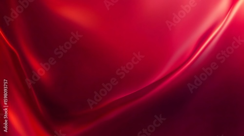 Abstract Shiny Red Silk Fabric Waves Background with Flowing Light