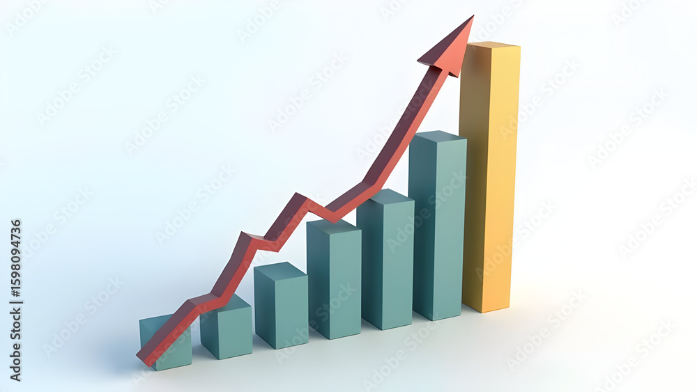 Obraz premium Profit analysis with 3D arrow pointing up