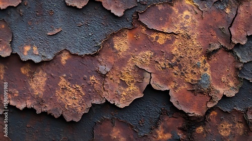 Rusty Metal Texture with Flaking Paint Close Up Abstract Background