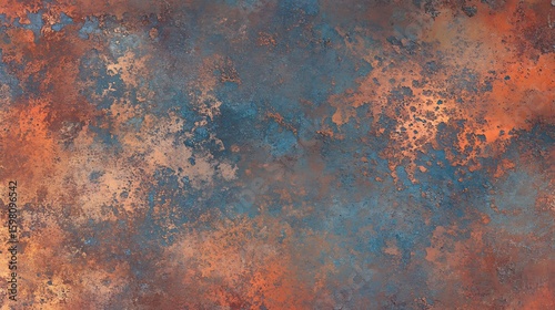 Rusty Metal Texture Background with Blue and Orange Patina Style