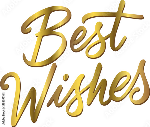 The image features the phrase "Best Wishes" written in an elegant, golden gradient script on a transparent background, conveying a warm and celebratory message.