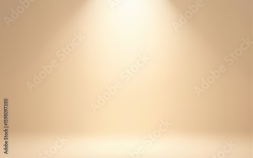 Beige studio background. Neutral background with soft rays. Warm soft light studio lighting. Photostudio soft box neutral lighting. High quality