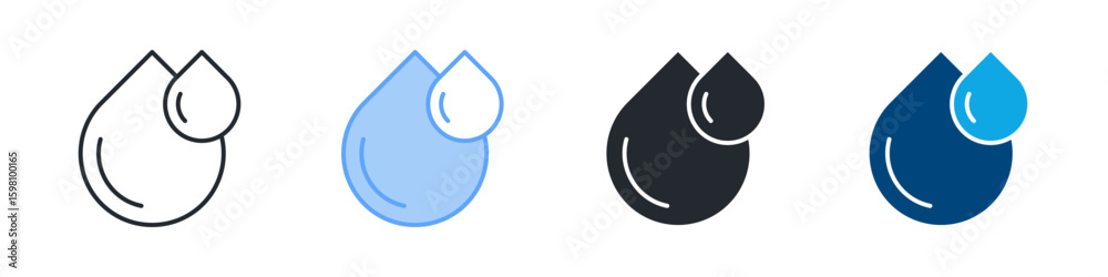 Water Icon Set Multiple Style. Designed In Outline, Blue, Glyph, Dual Tone Water Icon Set Multiple Style. Designed In Outline, Blue, Glyph, Dual Tone