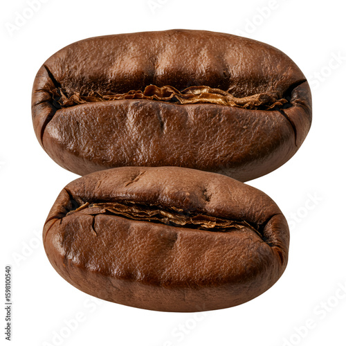 Realistic Photo of Coffee Beans Showing Texture and Detail with Black Background