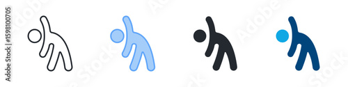 Stretching Icon Set Multiple Style. Designed In Outline, Blue, Glyph, Dual Tone