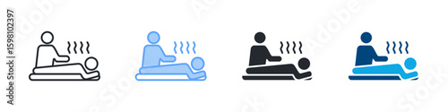 Massage Icon Set Multiple Style. Designed In Outline, Blue, Glyph, Dual Tone