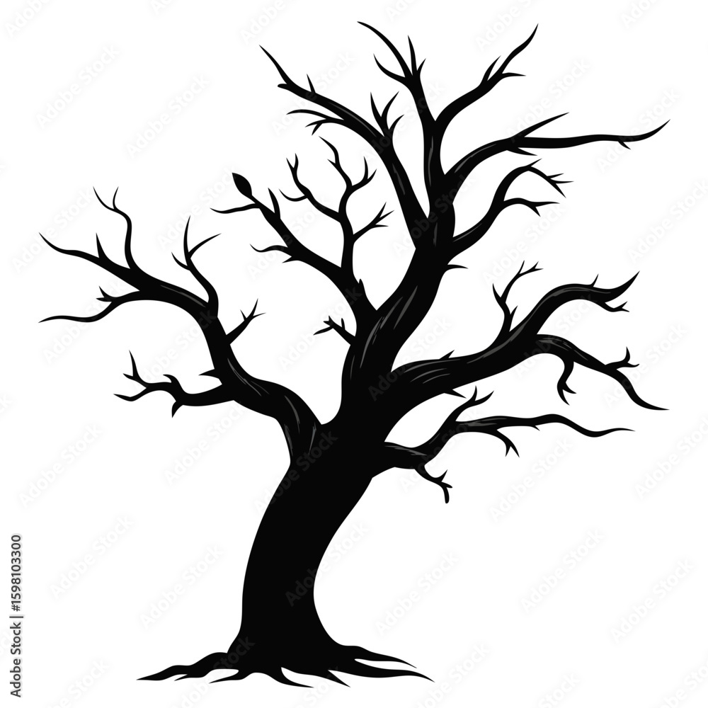 Obraz premium Old Branch Black Vector