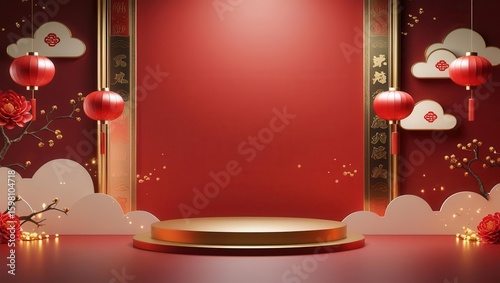 Elegant Chinese New Year Podium Display