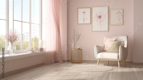 Pastel-toned room with window view