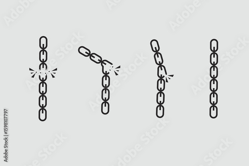 broken chain symbol icon in vector