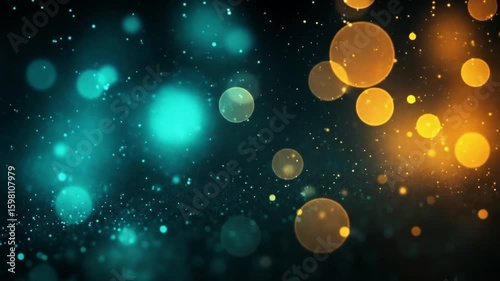 Glowing Floating Particles in Dark Background Creating Magical and Dreamy Atmosphere in Abstract Animation
