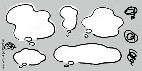 もやもやとした不安や不満の漫符アイコンと吹き出しセット ベクター