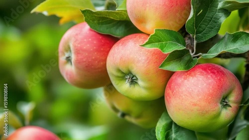 Wallpaper Mural Fresh Red Apples on Tree Branch Surrounded by Green Leaves in a Sunny Orchard Setting 4k video footage Torontodigital.ca