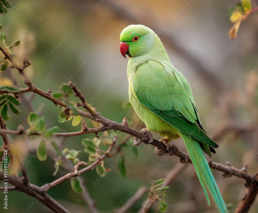 Ring-necked parakeet, Psittacula krameri , in the wild Ring-necked parakeet, Psittacula krameri , in the wild