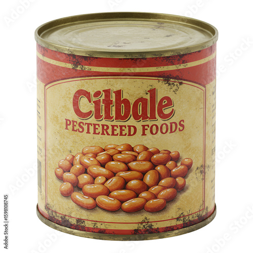 Canned Beans Vintage Illustration