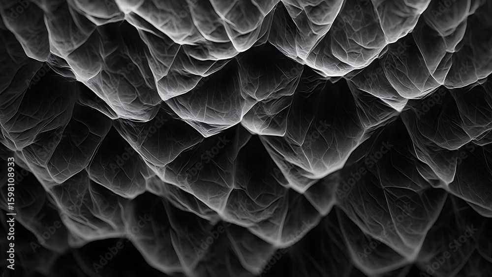 Obraz premium Monochrome Abstract Fractal, Textured Dark Fractal Structure with Depth and Detail