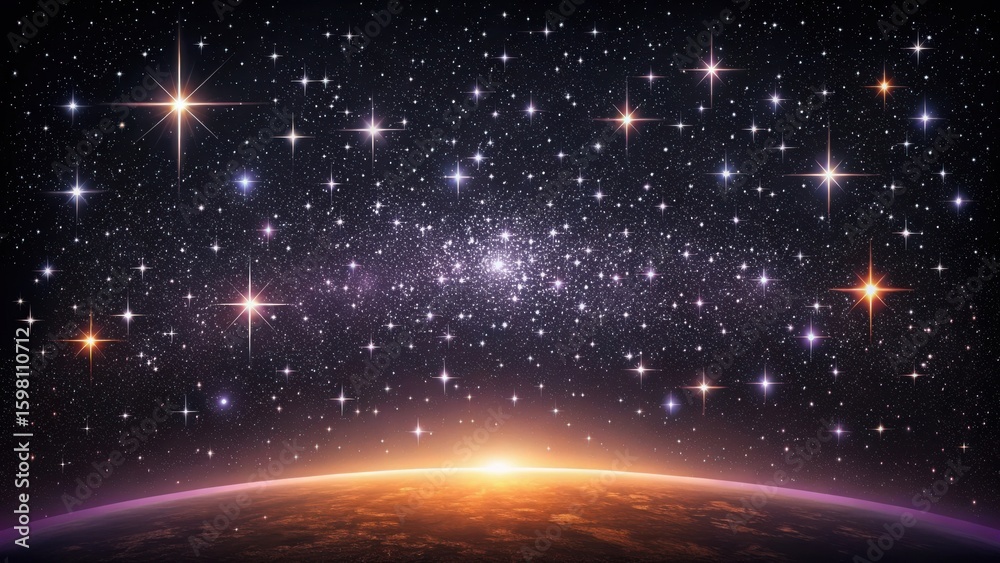 Obraz premium Distant galaxy with glowing planet horizon isolated on white background