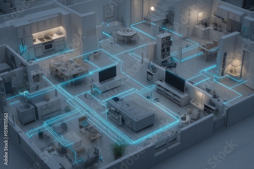 Interior floor plan, smart home, network