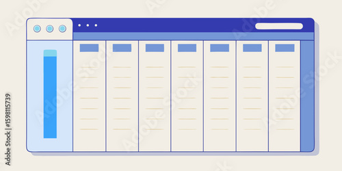Stylized digital spreadsheet interface with blue accents