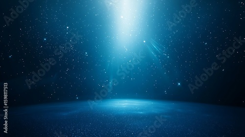 Shining Starfield Space Background with Light Beam and Cosmic Dust