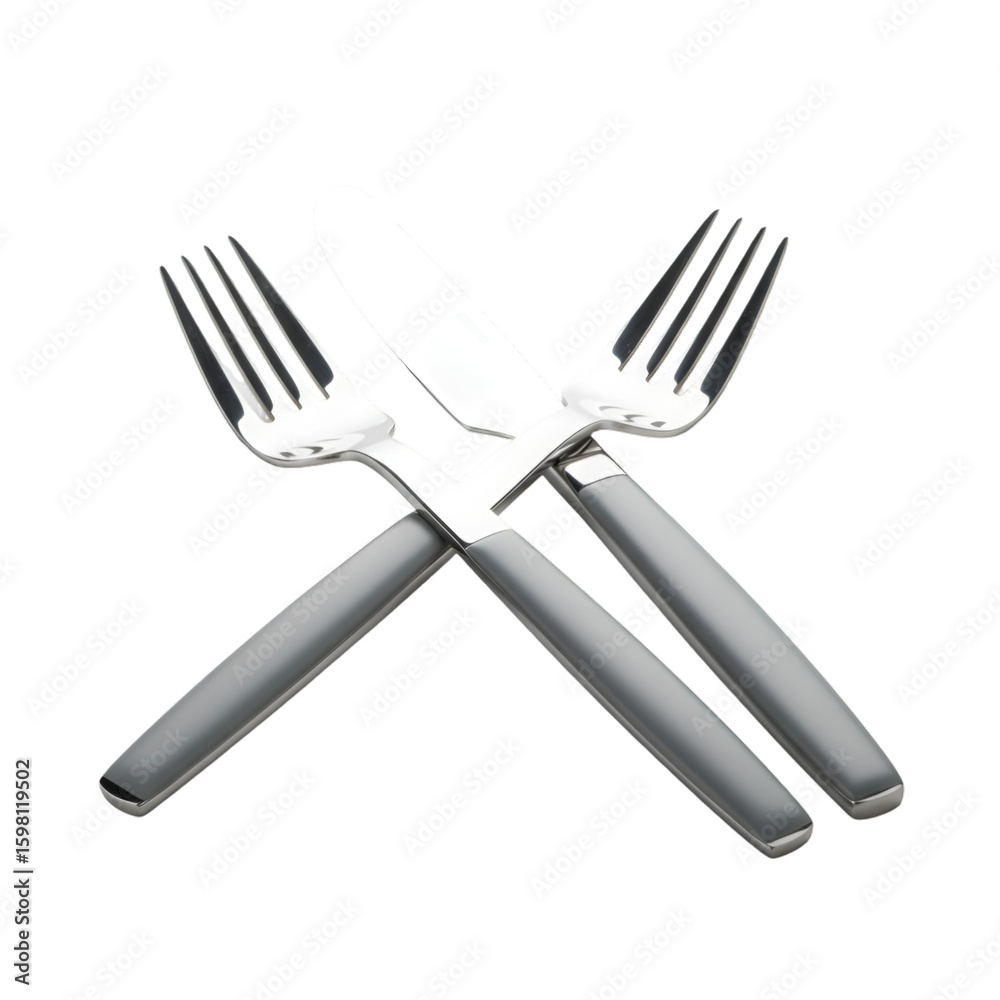 Fototapeta premium Isolated Photo of Crossed Silverware