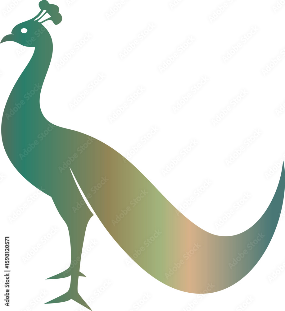 Fototapeta premium Elegant peacock silhouette isolated on transparent background