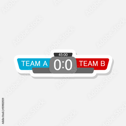 Scoreboard versus team A vs team B Icon sticker isolated on gray background