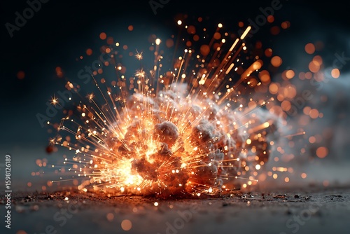 Fiery Explosion with Sparks and Smoke fire energy