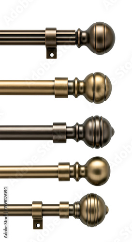 Photo of Metallic Decorative Curtain Rods, Background Isolated