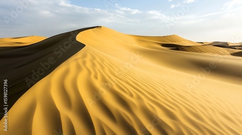 Sand Dunes Rolling Across Arid Desert Landscape Under a Clear Sky