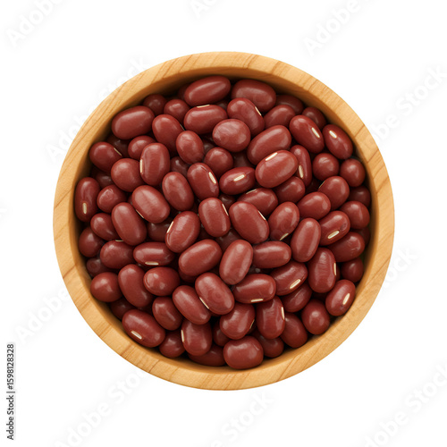 Photo of Raw Red Kidney Beans in a Wooden Bowl with Black Background