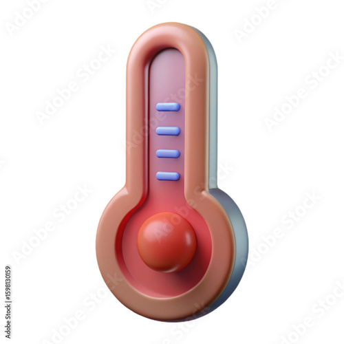 Thermometer Plastic 3D Icon for Temperature Measurement Health Weather and Climate

