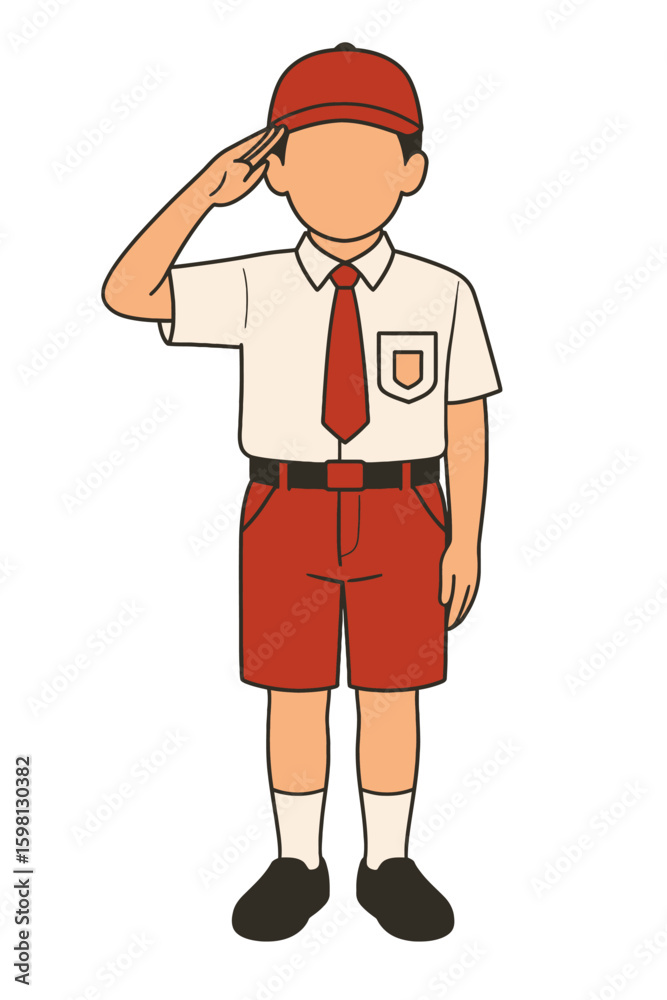 Obraz premium Elementary School Boy Uniform in Indonesia