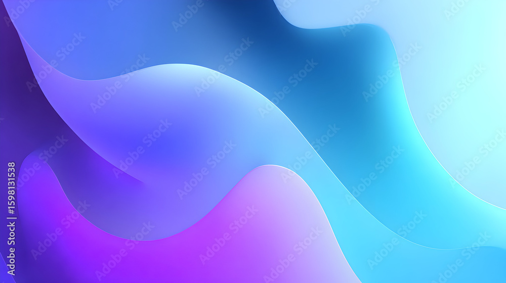 Fototapeta premium Abstract Wavy Background Blue Purple Gradient, mesmerizing fluidity and soft hues, perfect for adding a modern touch with smooth transitions and subtle lighting, ideal for creative projects and