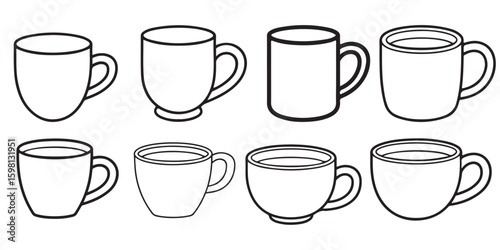 black vector various Coffee Mug Silhouette