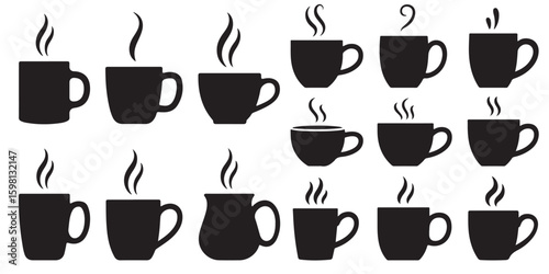 Wallpaper Mural black vector various Coffee Mug Silhouette Torontodigital.ca
