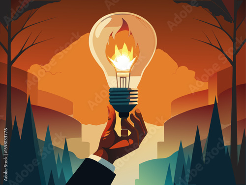 Burned-Out Light Bulb Held in Hand – Burnout Concept