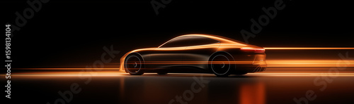 A wide - banner image shows light bands outlining a car's silhouette on a black background, creating a dynamic and artistic car - creativity atmosphere.