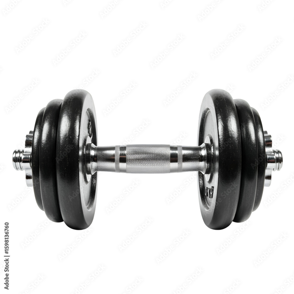 Naklejka premium Isolated Adjustable Dumbbell on Black Background