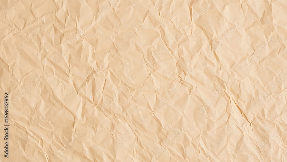 Fototapeta premium Textured background image with crumpled brown paper, perfect for adding depth to your creative project, Wrinkled parchment surface for artistic layouts and classic design projects
