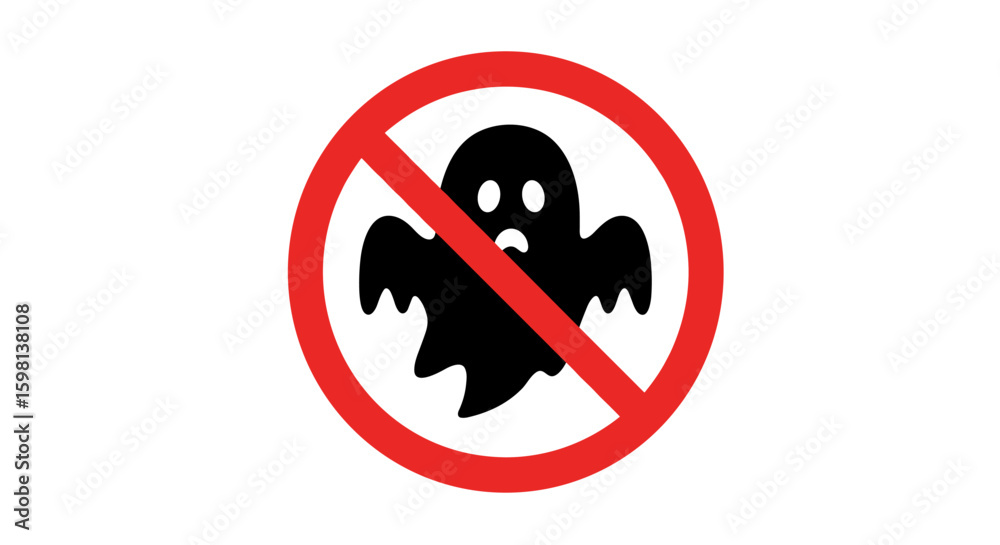 Obraz premium No ghosts allowed: prohibition sign featuring ghost silhouette