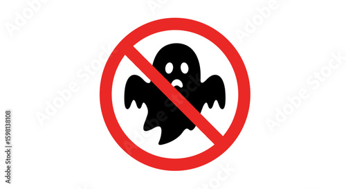 No ghosts allowed: prohibition sign featuring ghost silhouette