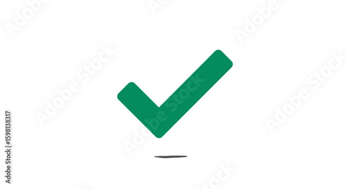 Green check mark icon on white background with shadow