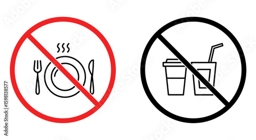 No food or drinks allowed: prohibited dining and beverage signs
