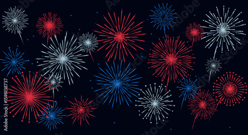 Colorful fireworks display exploding in a night sky celebration