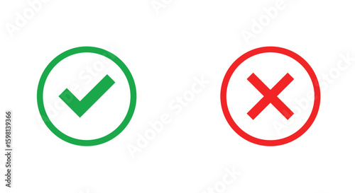 Simple icons: green checkmark and red cross in minimalist style